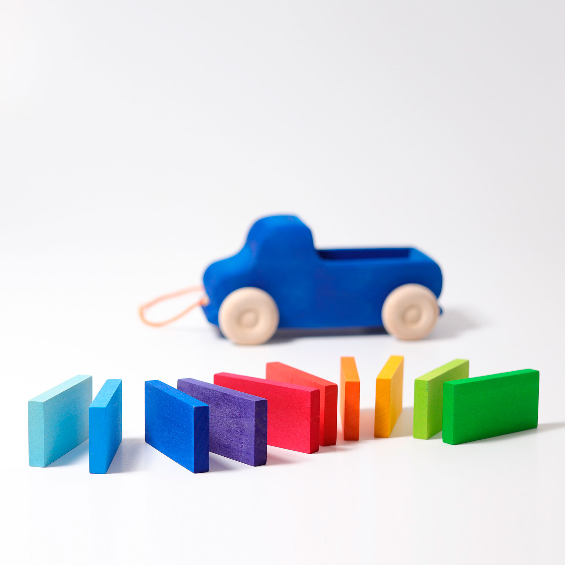 Grimm's Pull Along Truck blu macchina legno 22 cm