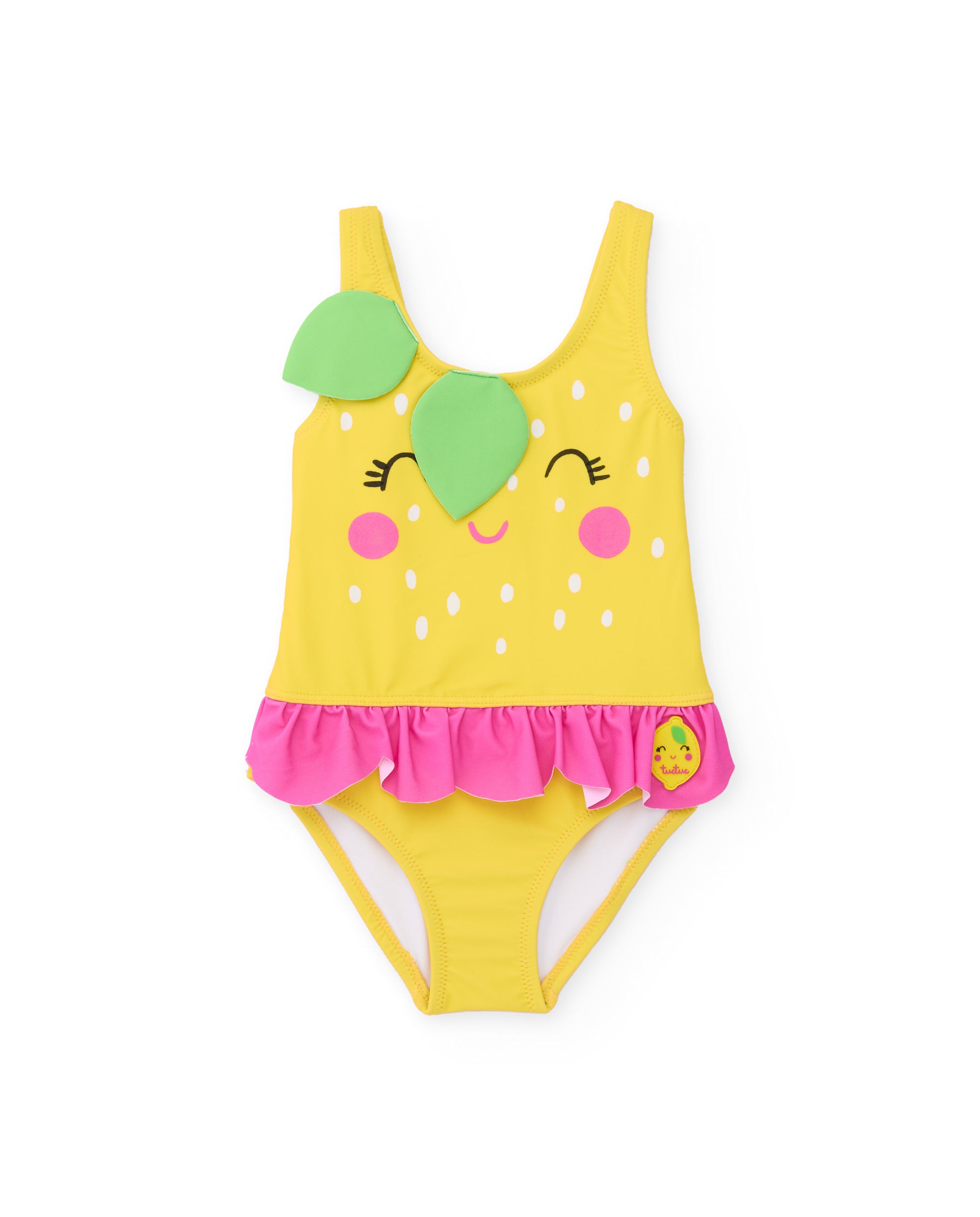 Tuc Tuc Costume Intero Bambina Giallo Foglie Applique