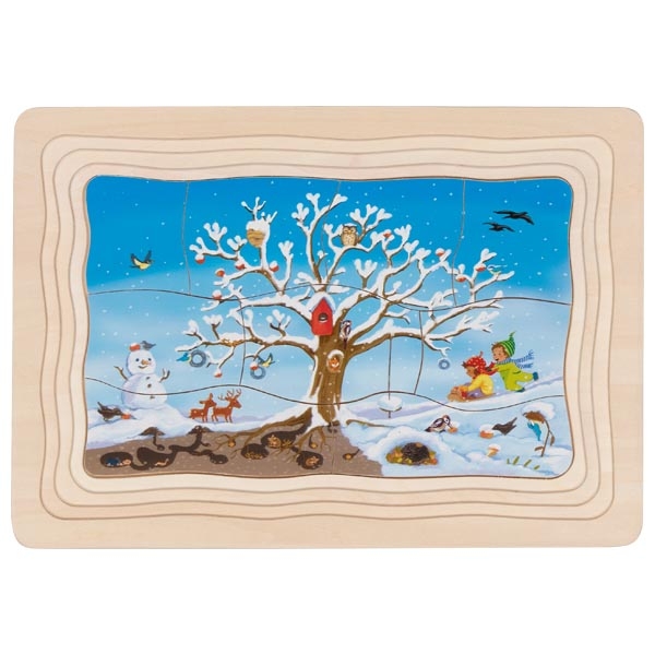 Goki Le 4 Stagioni puzzle legno 47 pezzi 4 livelli