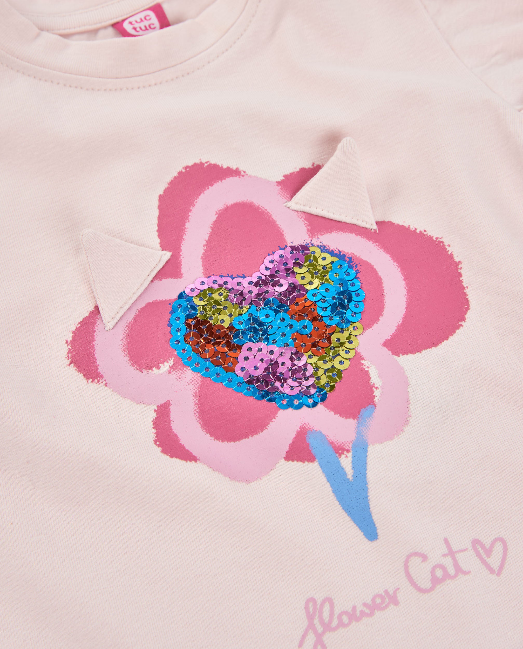 Tuc Tuc Maglia Bimba Cuore Paillettes Rosa Chiaro