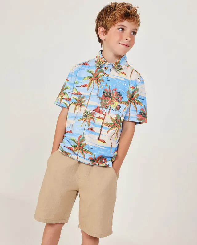 Tuc Tuc maglietta bambino blu stampa tropicale