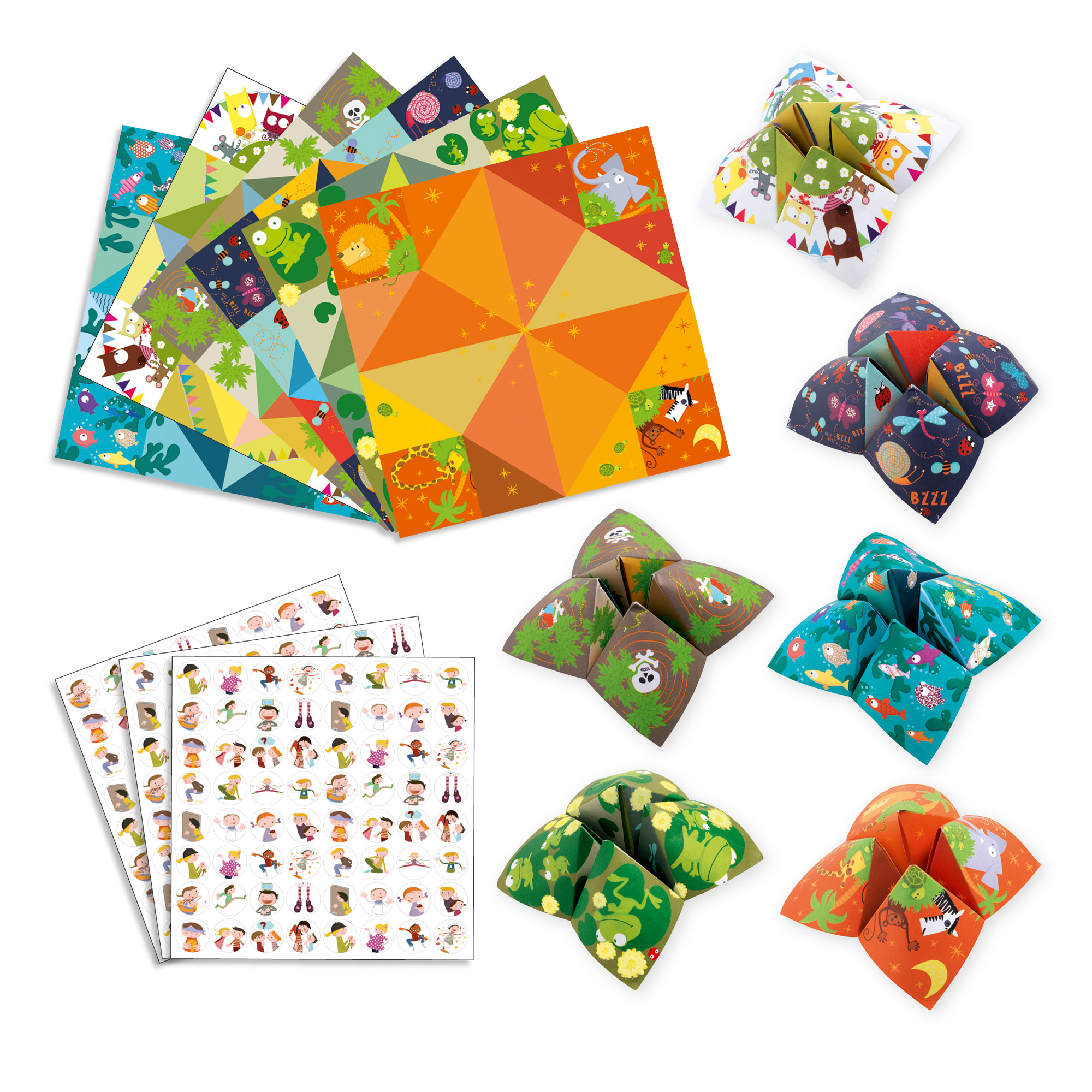 Djeco Indovino Animali set origami 24 fogli con adesivi