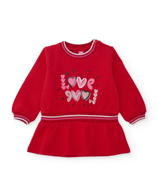 Tuc tuc vestito bambina rosso in pile con volant