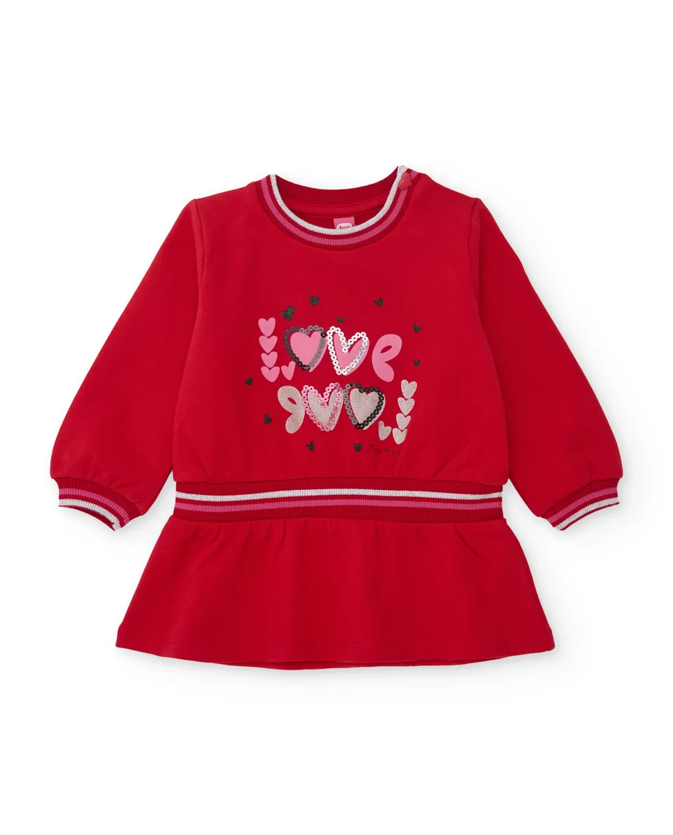 Tuc tuc vestito bambina rosso in pile con volant