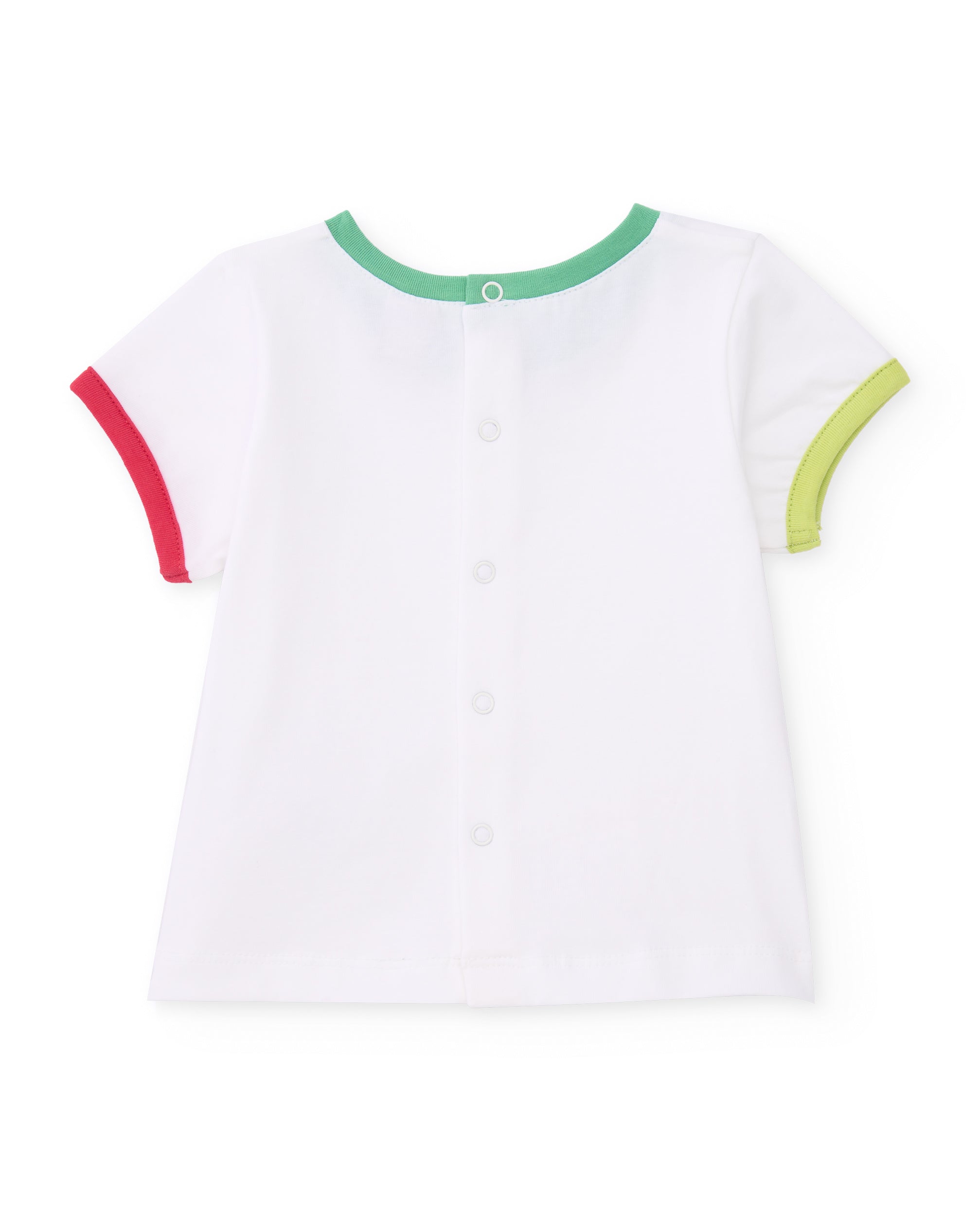 Tuc Tuc completo neonato rosso salopette frutta maglia