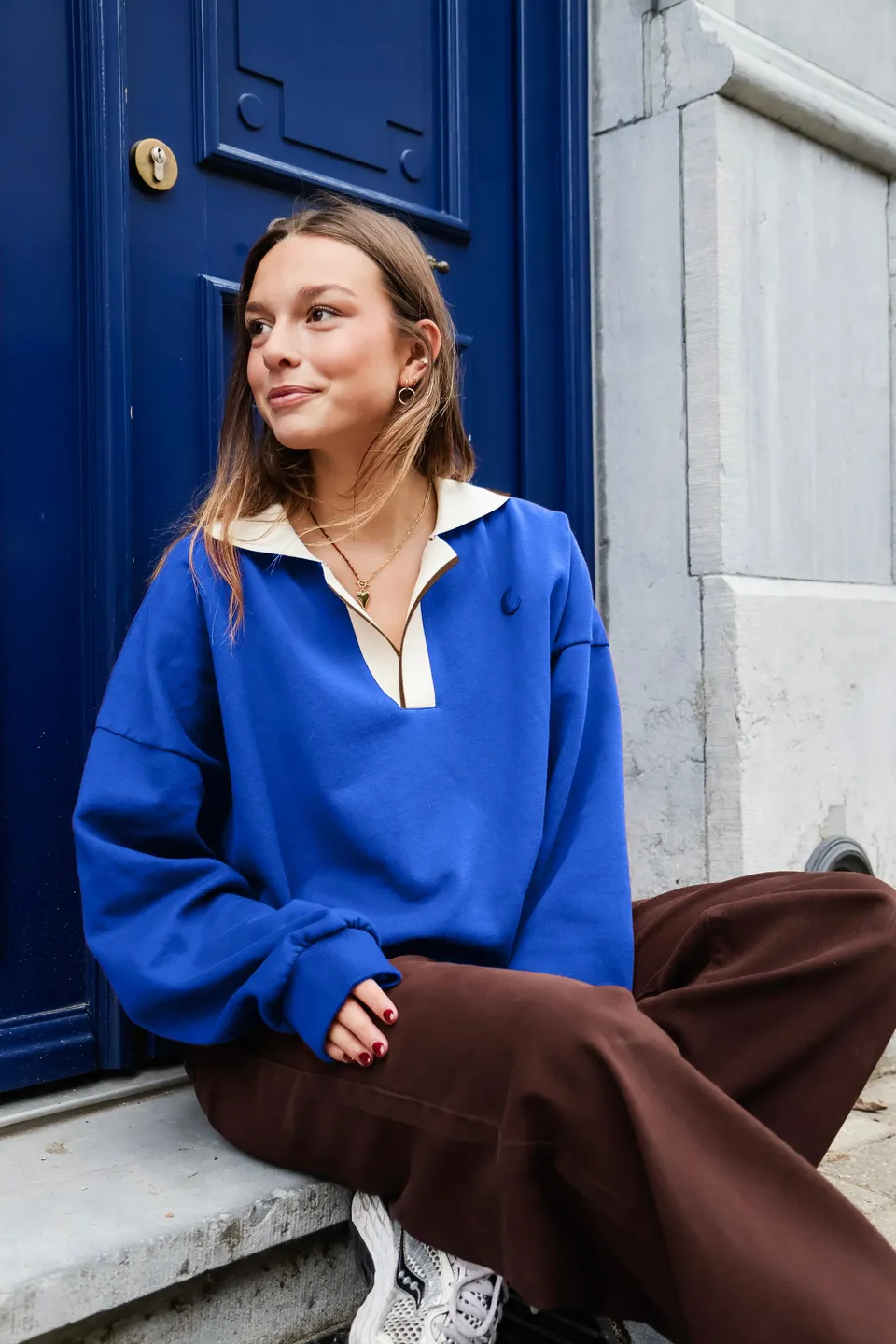 Ella and Rapha Moon felpa polo cotone santorini blue