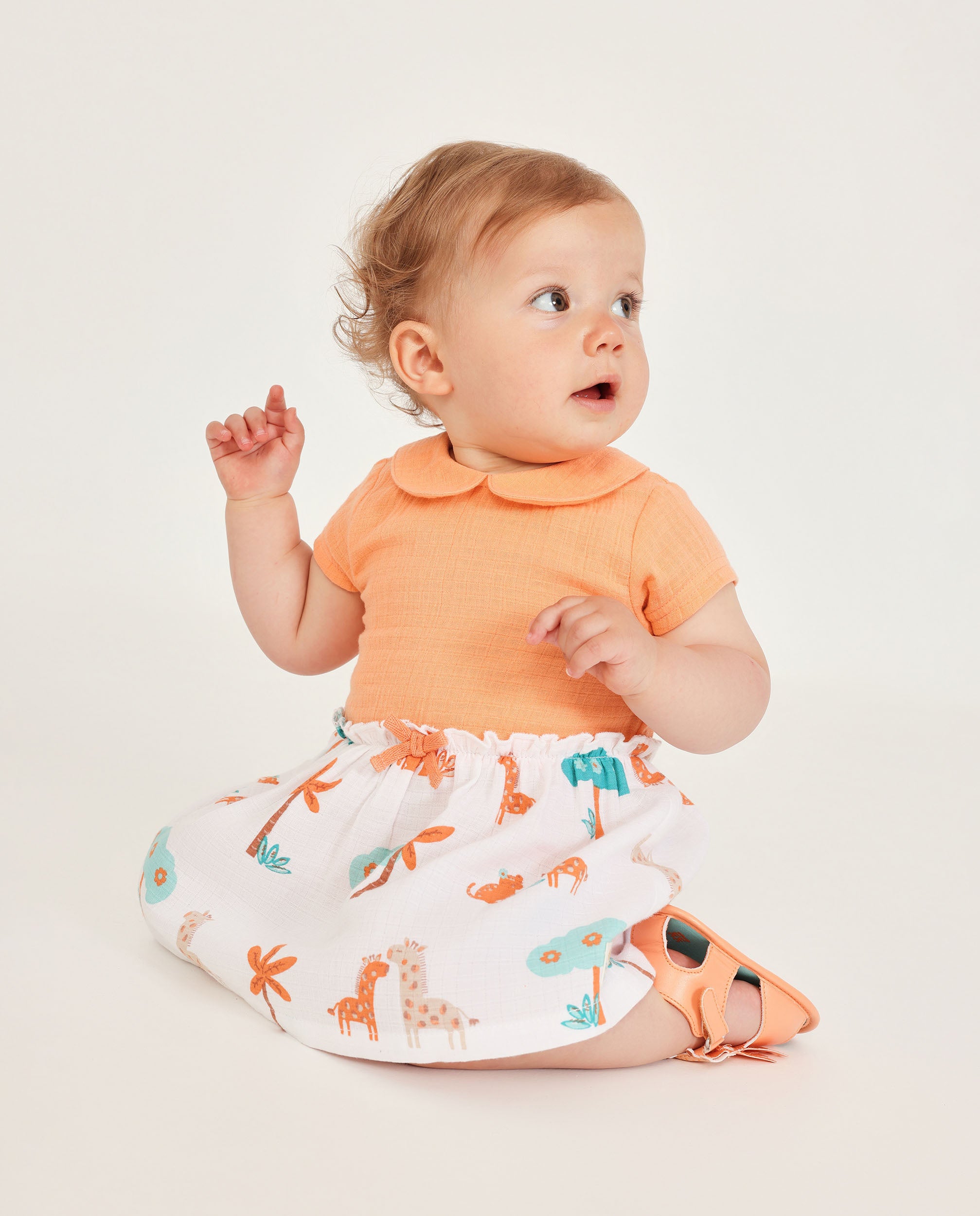 Tuc Tuc vestito neonata arancione giraffe con mutandina