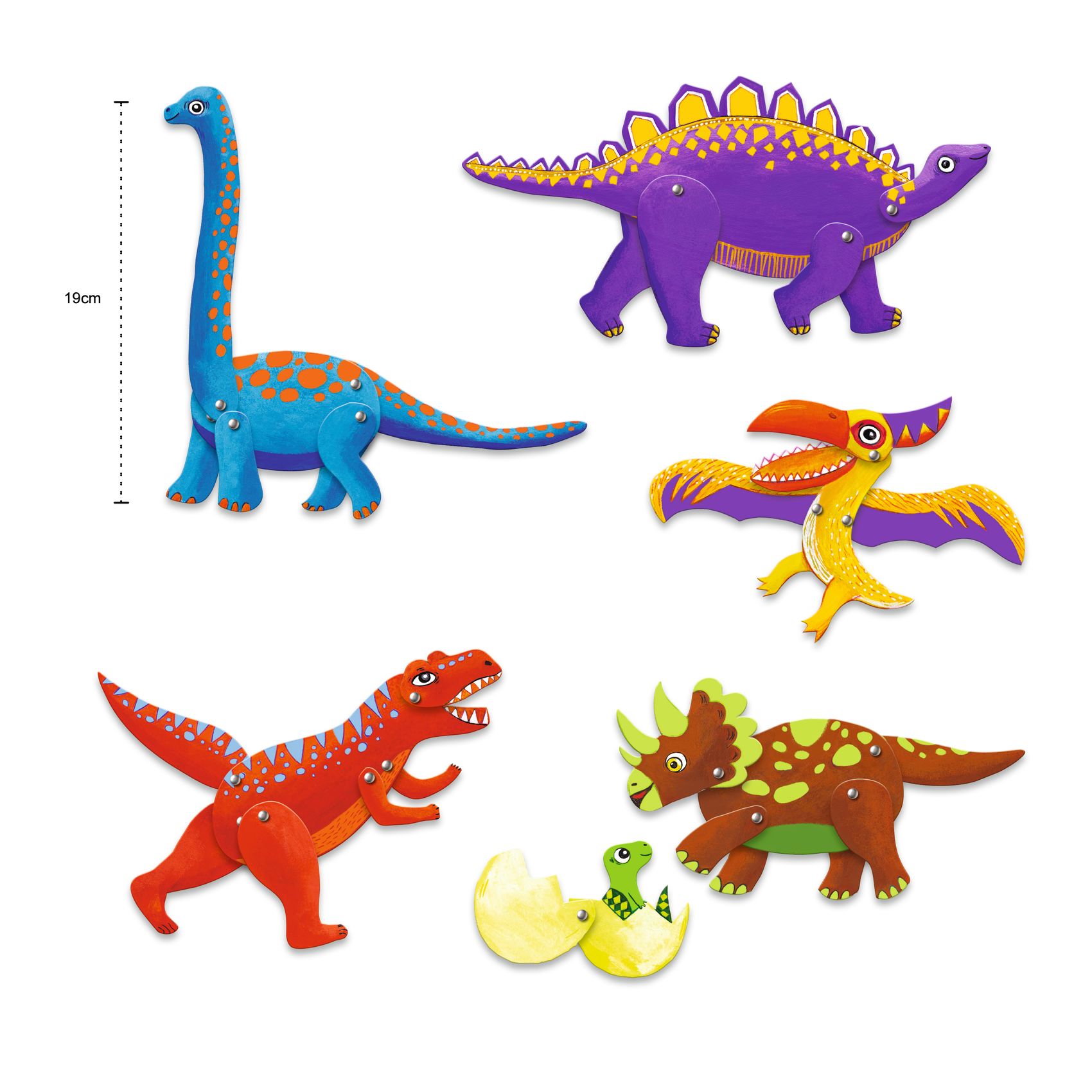 Djeco Jumping Jacks Dinos Kit Marionette 6 Pezzi