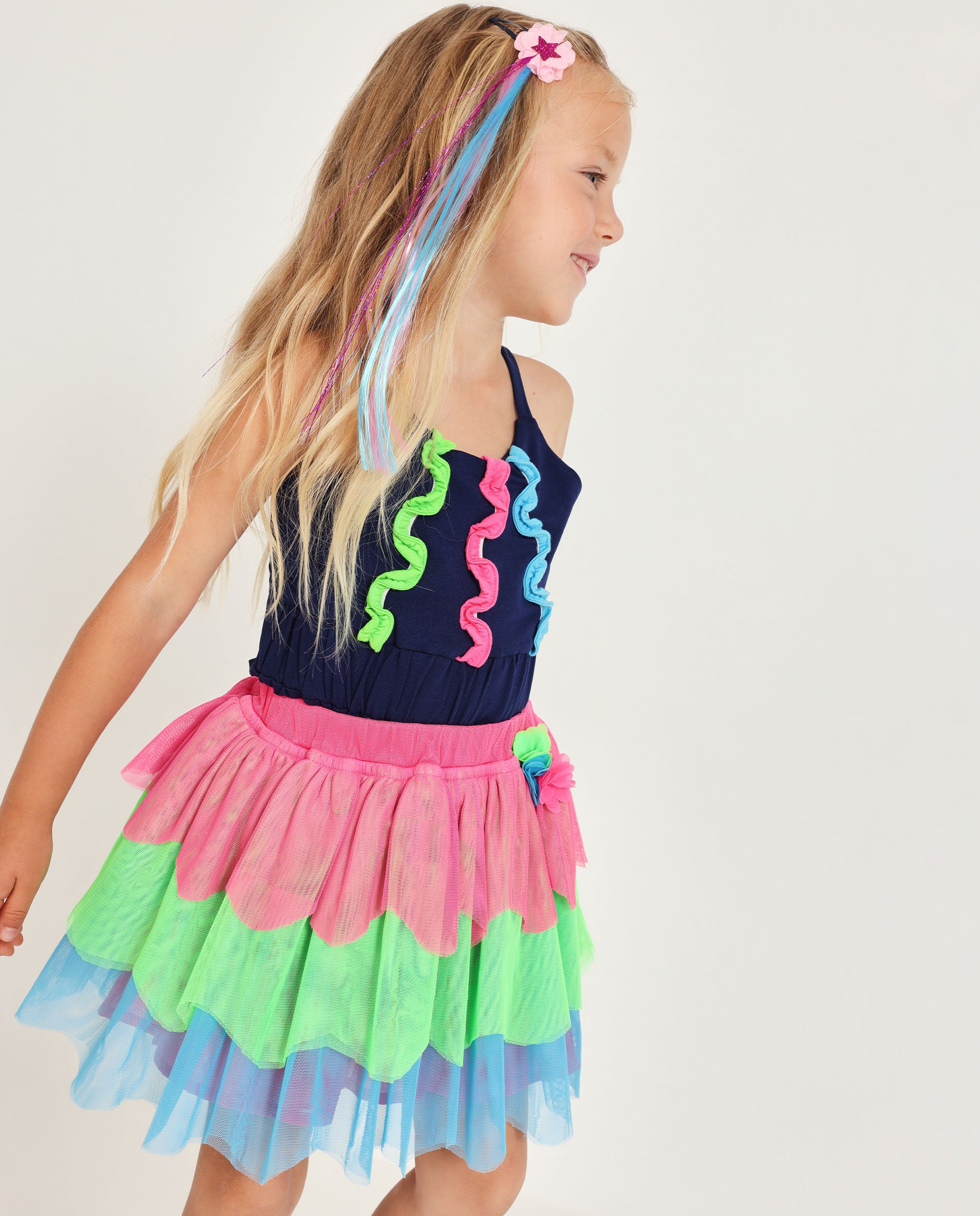 Tuc Tuc gonna bambina tulle a balze multicolore