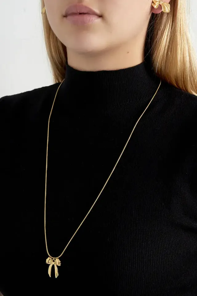 Ella and Rapha Elongated Bow collana oro in acciaio