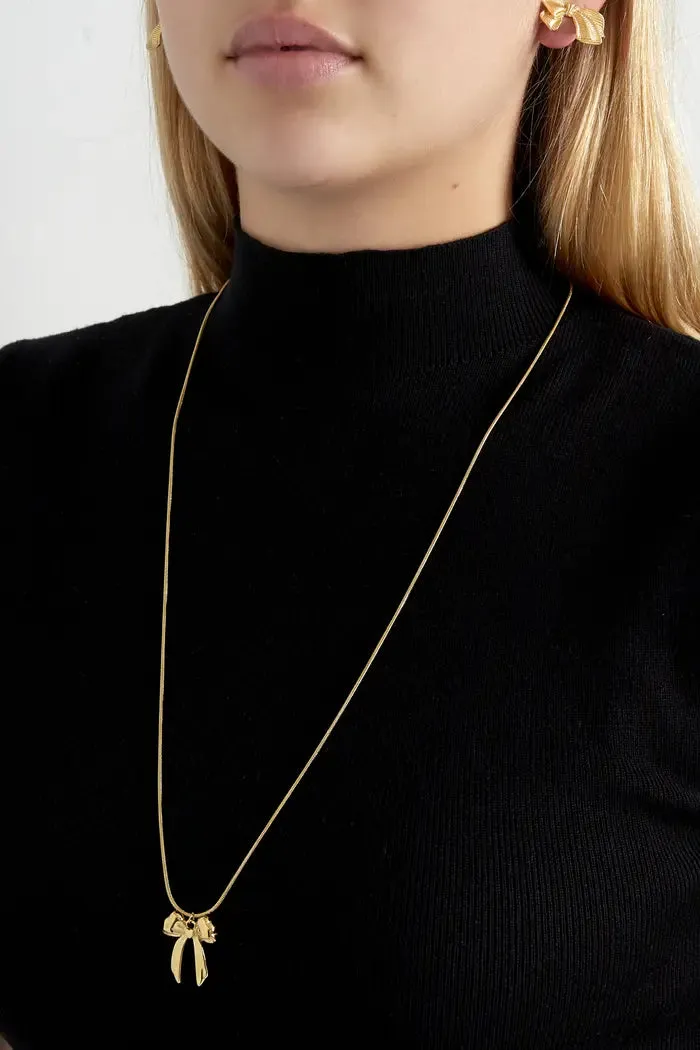 Ella and Rapha Elongated Bow collana oro in acciaio