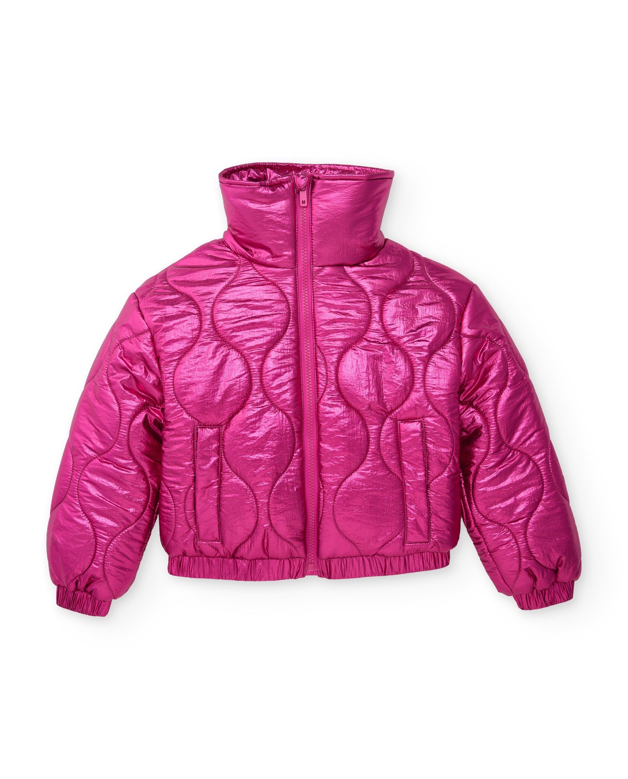 Tuc tuc piumino bambina fucsia metallizzato zip imbottito