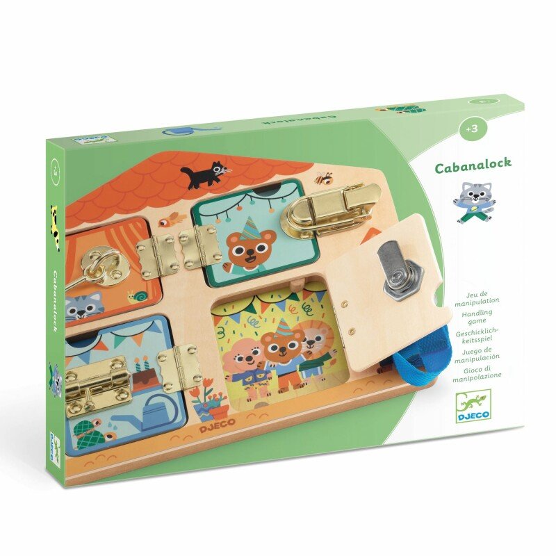 Djeco Cabanalock Tavola delle Chiusure Legno 3 Anni