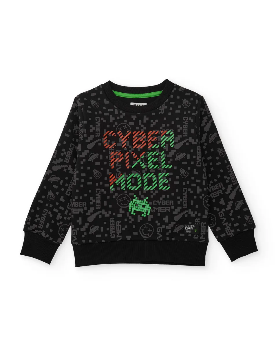 Tuc Tuc Cyber Pixel Felpa Bambino Nero Pixel