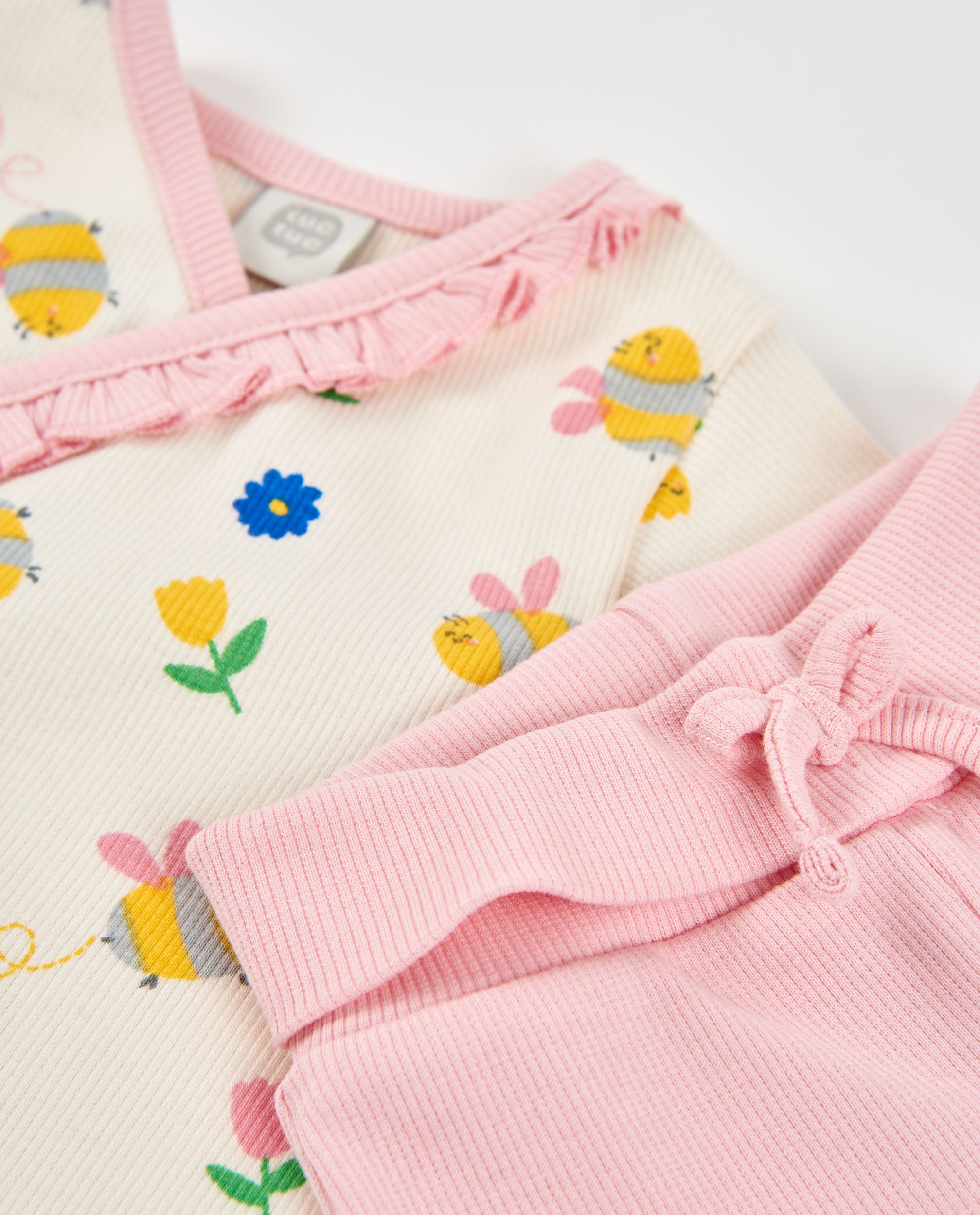 Tuc Tuc set neonata 2 pezzi api fiori beige rosa