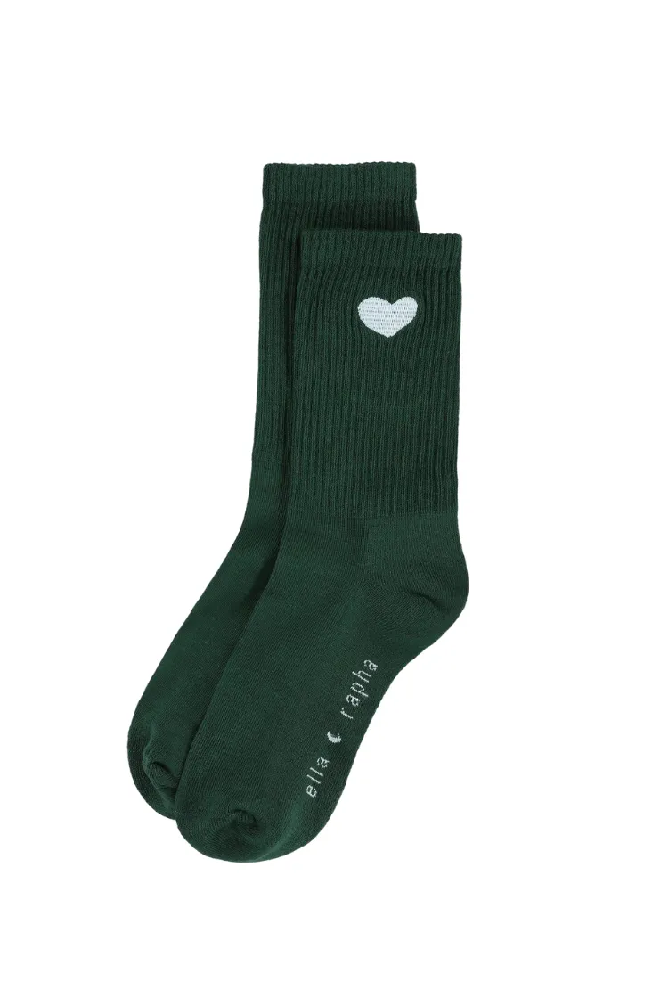Ella and Rapha Heart calzini verdi cuore cotone