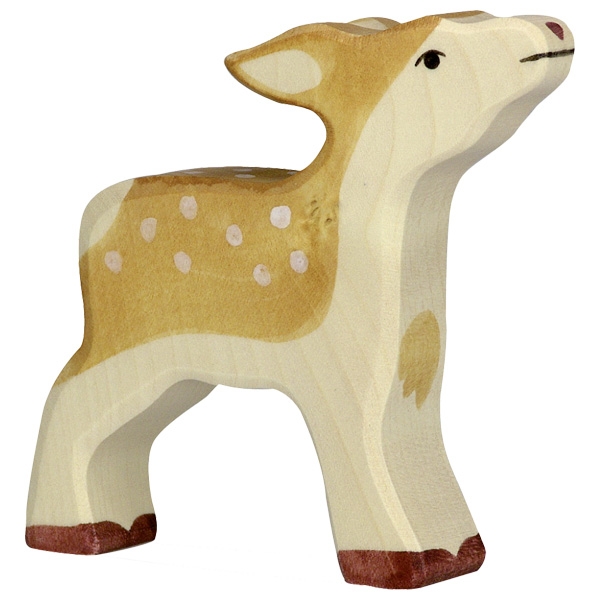 Holztiger Cerbiatto figura in legno dipinta a mano