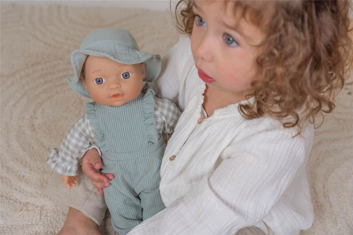 Little Dutch Vestito Bambola Quadri Verdi con Cappello