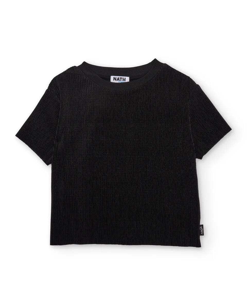 Tuc Tuc T-shirt bambina nera a coste crop
