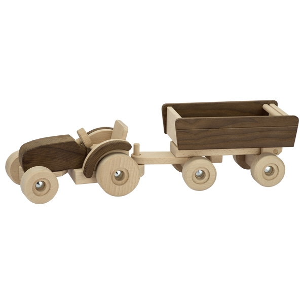 Goki Nature trattore con rimorchio legno 52,5 cm