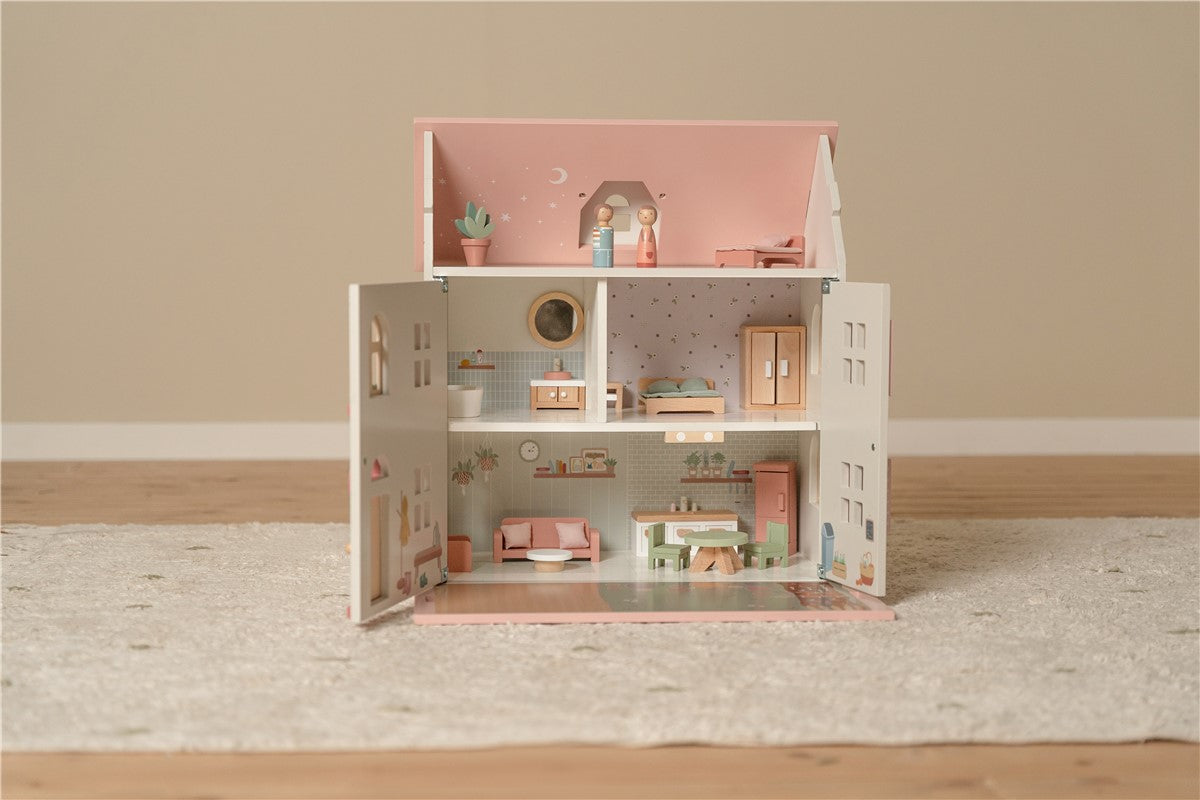 Little Dutch casa delle bambole legno rosa con mobili