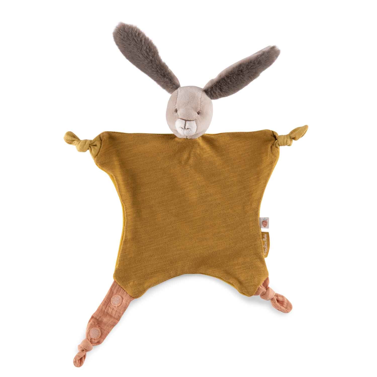 Moulin Roty Trois petits lapins doudou porta ciuccio ocra