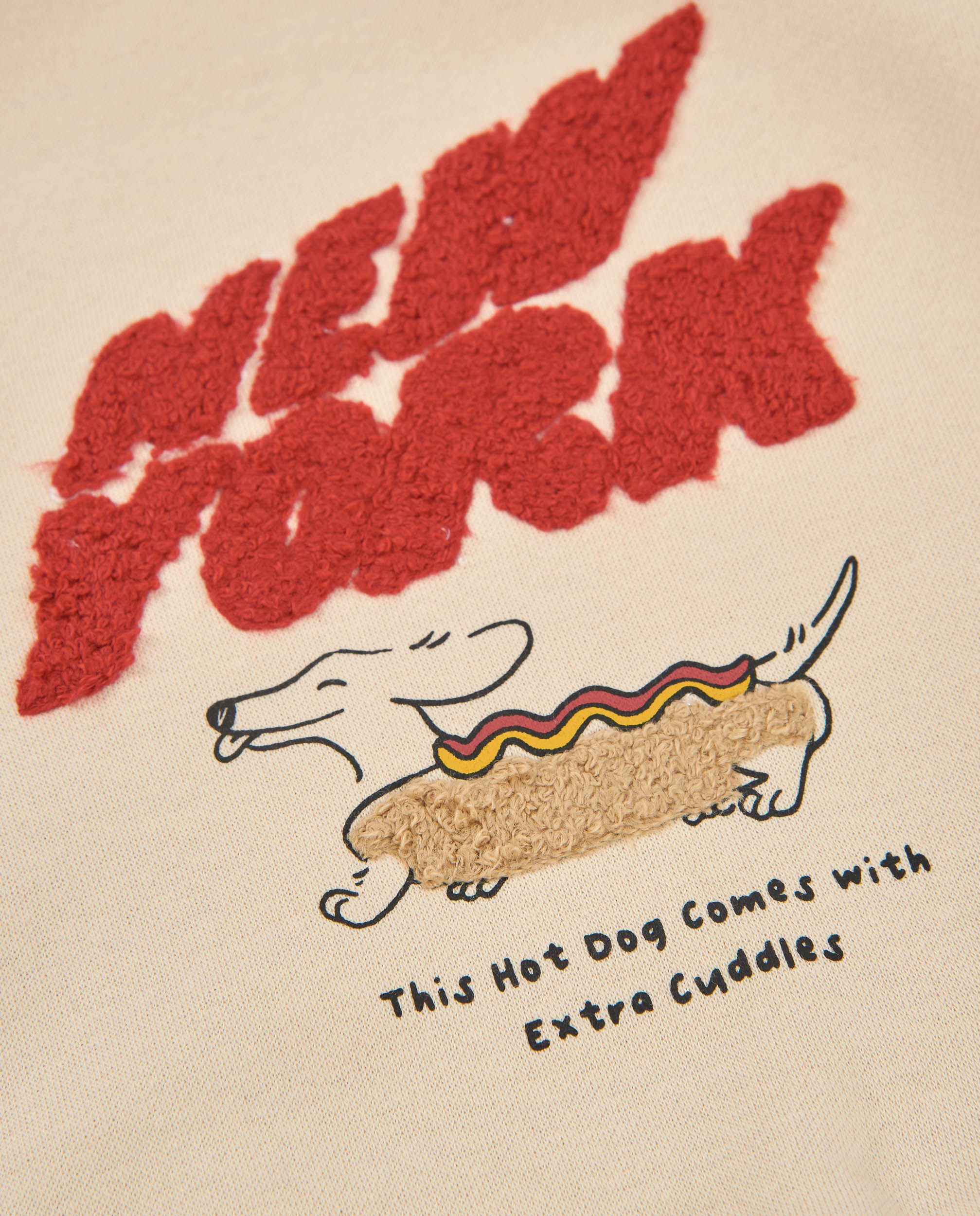 Tuc Tuc Hot Dog felpa bambino crudo stampa grafica