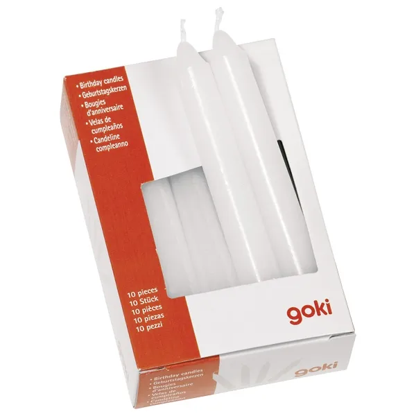 Goki Set 10 candele compleanno bianche cera 10 cm
