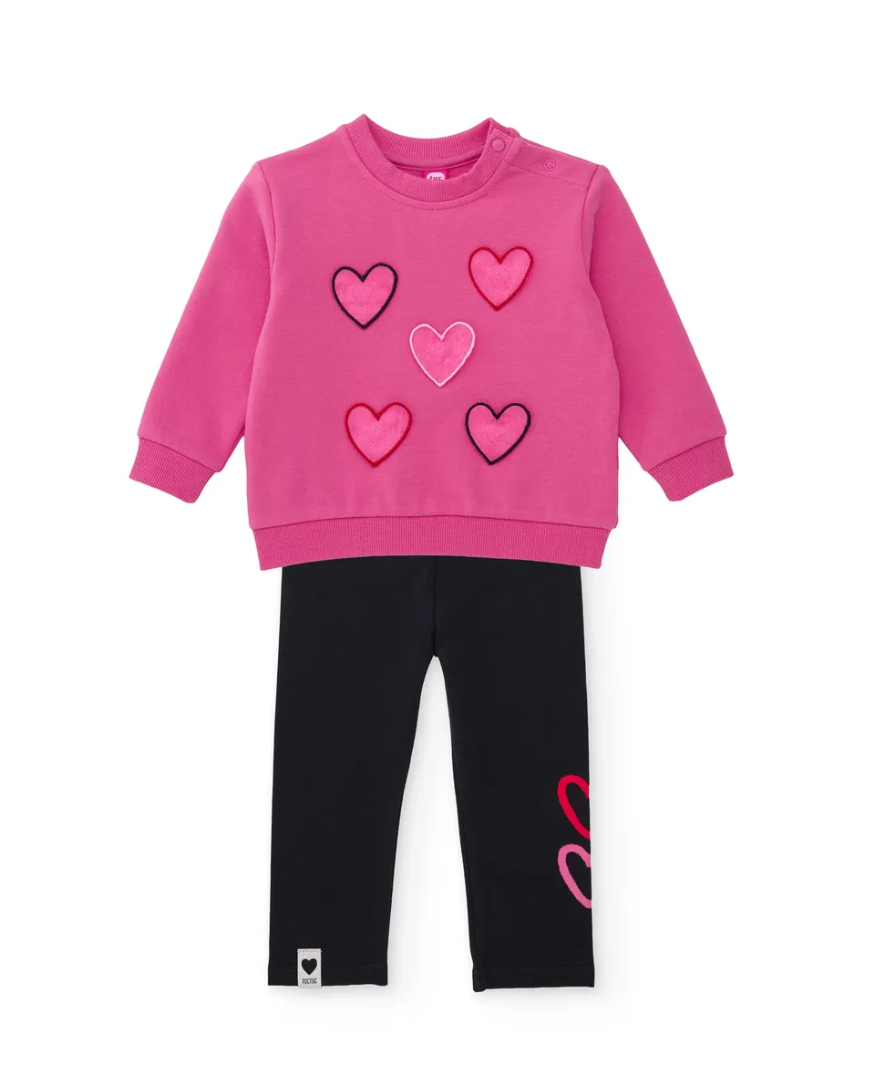 Tuc Tuc Dino Roll tuta bambina felpa rosa cuori leggings