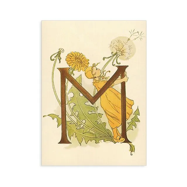 Ottilia Adelborg Alfabeto fiorito cartolina M carta