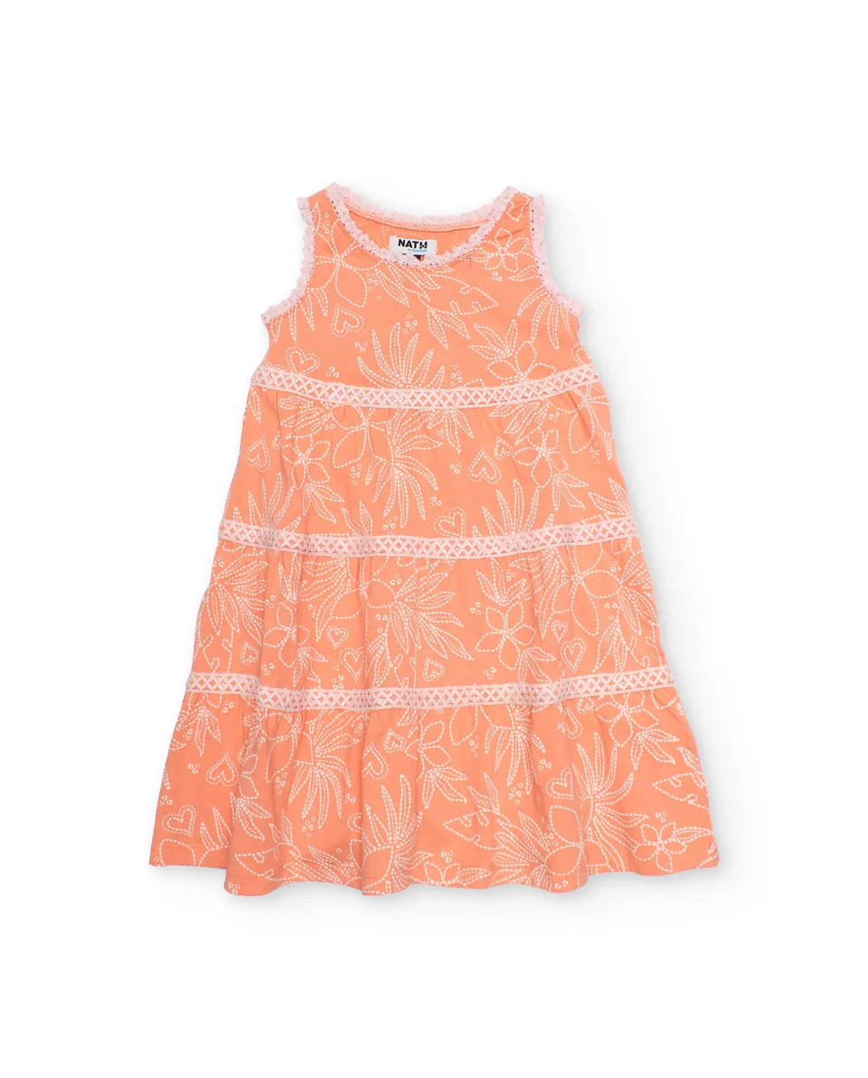 Tuc Tuc vestito bambina arancione fiori senza maniche