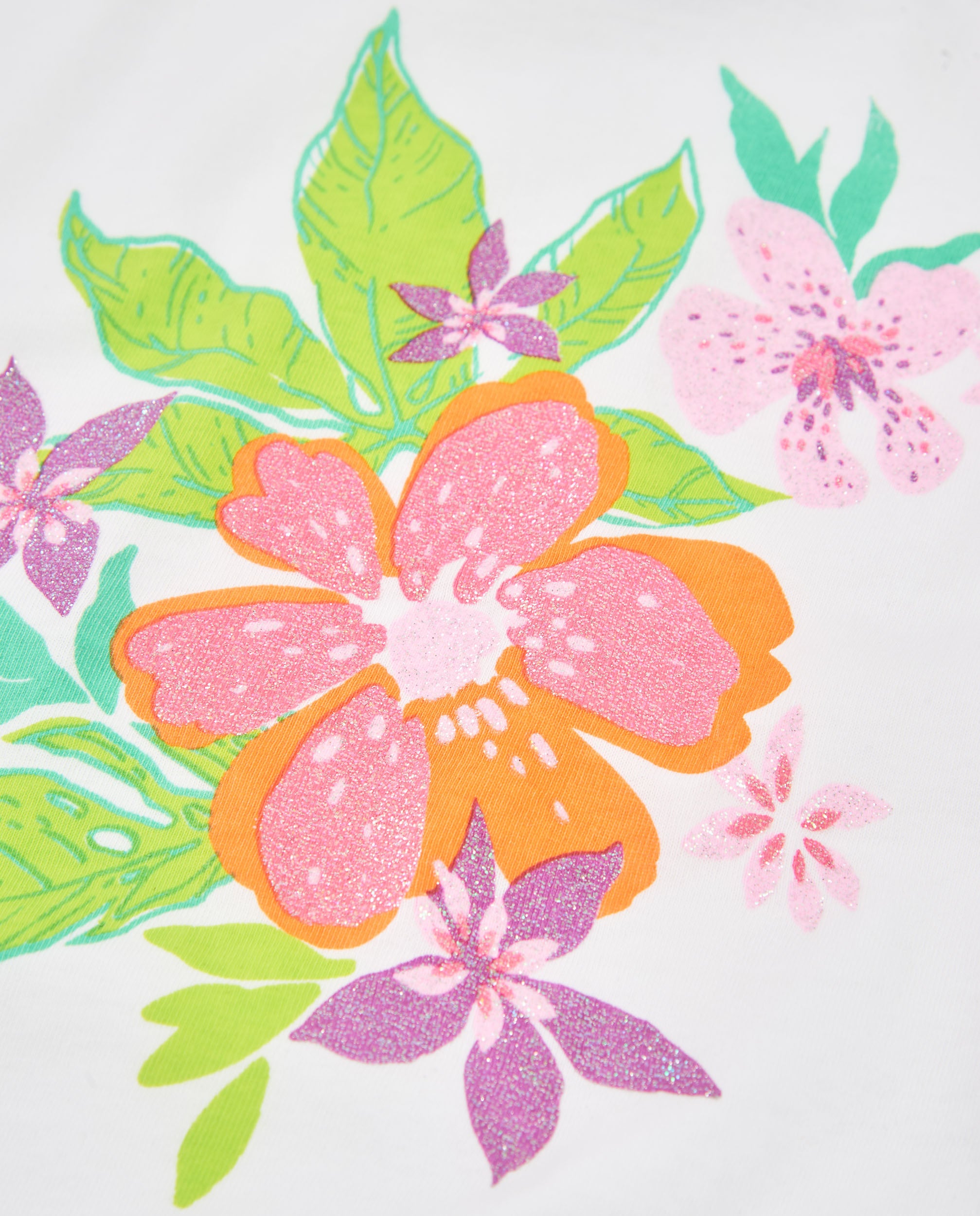 Tuc Tuc maglietta bambina fiori glitter bianca