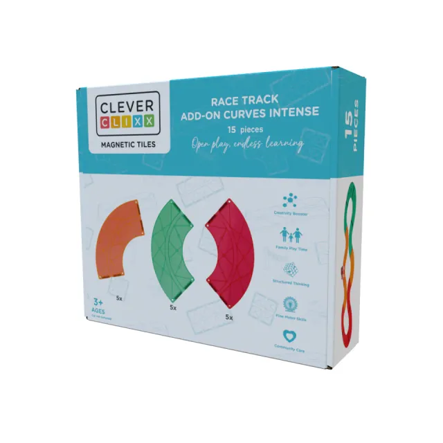 Cleverclixx Race Track Curves costruzioni magnetiche 15 pezzi STEAM