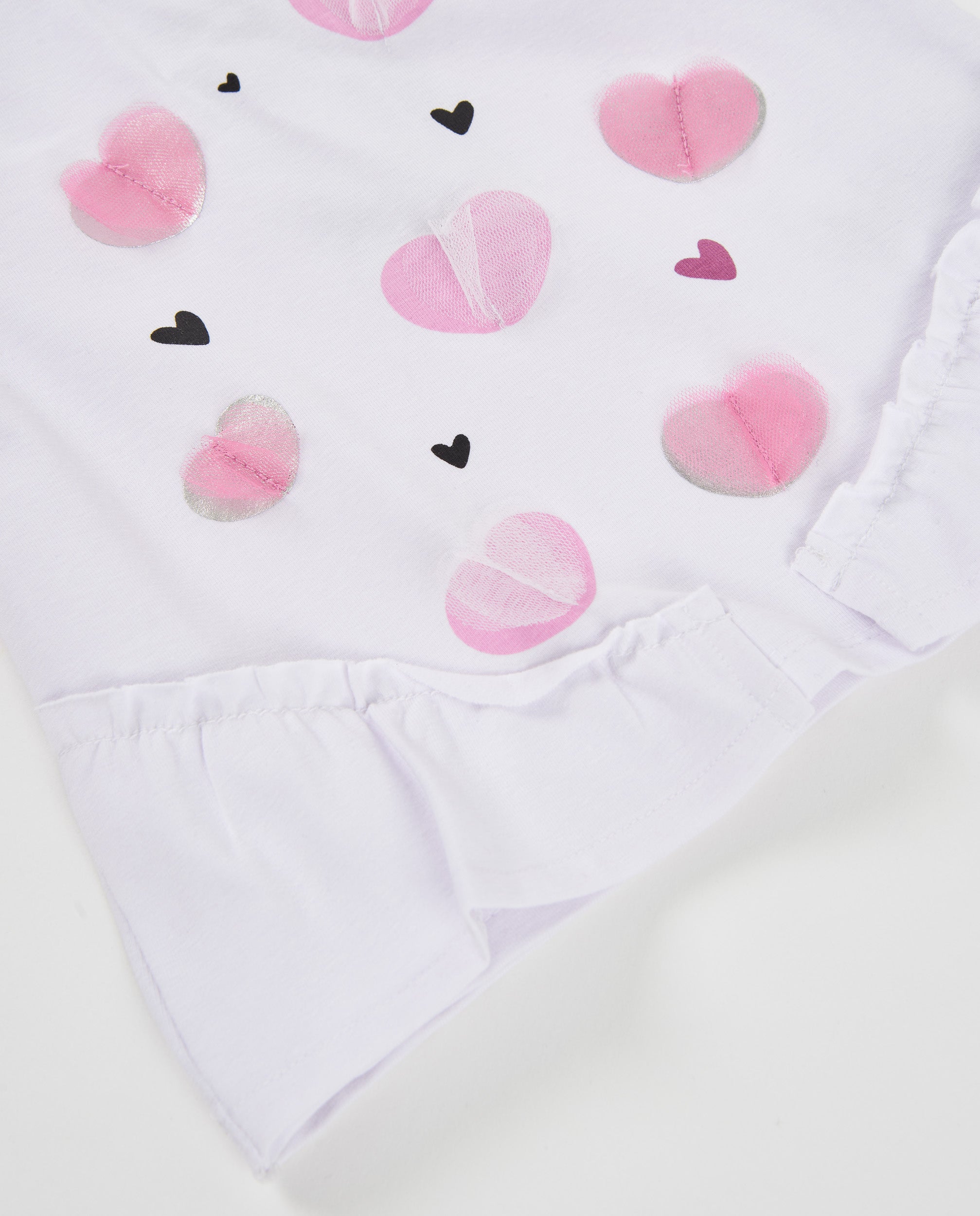 Tuc Tuc maglia bambina bianca cuori volant manica lunga