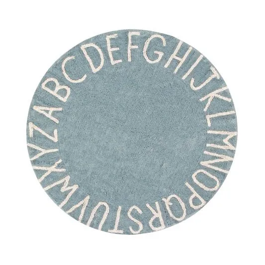 Lorena Canals Round ABC Vintage Blue tappeto lavabile 150 cm