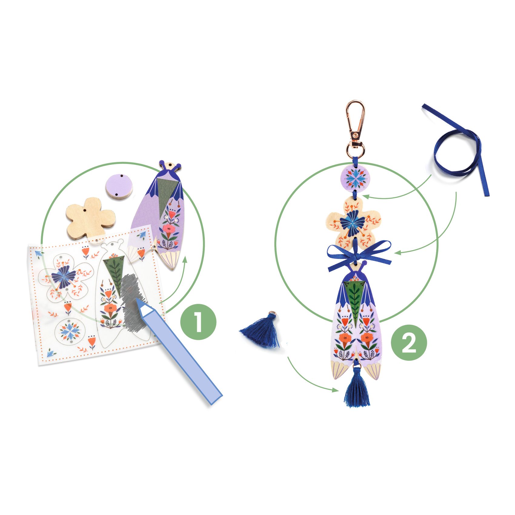 Djeco Do It Yourself Butterflies kit portachiavi legno 3 pezzi