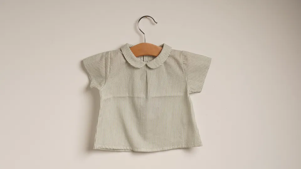 Mebi blusa neonato riga verde manica corta cotone