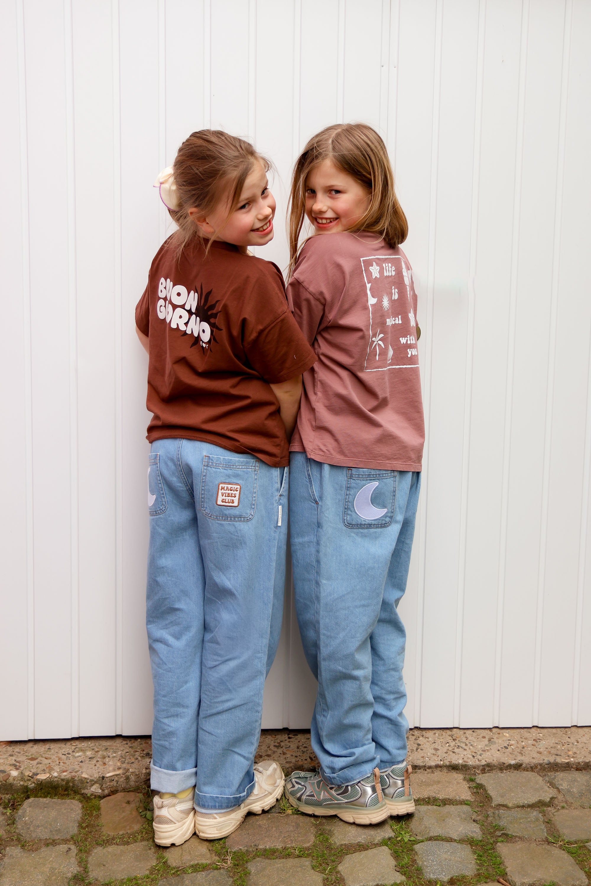 Ella and Rapha Moon jeans bimbo azzurro vita elastica