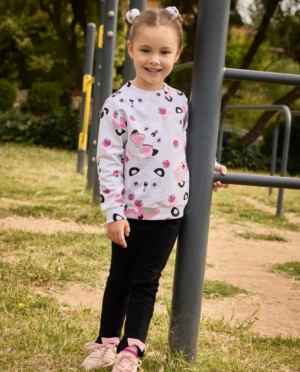 Tuc Tuc leggings bambina neri fiocco pile elastico