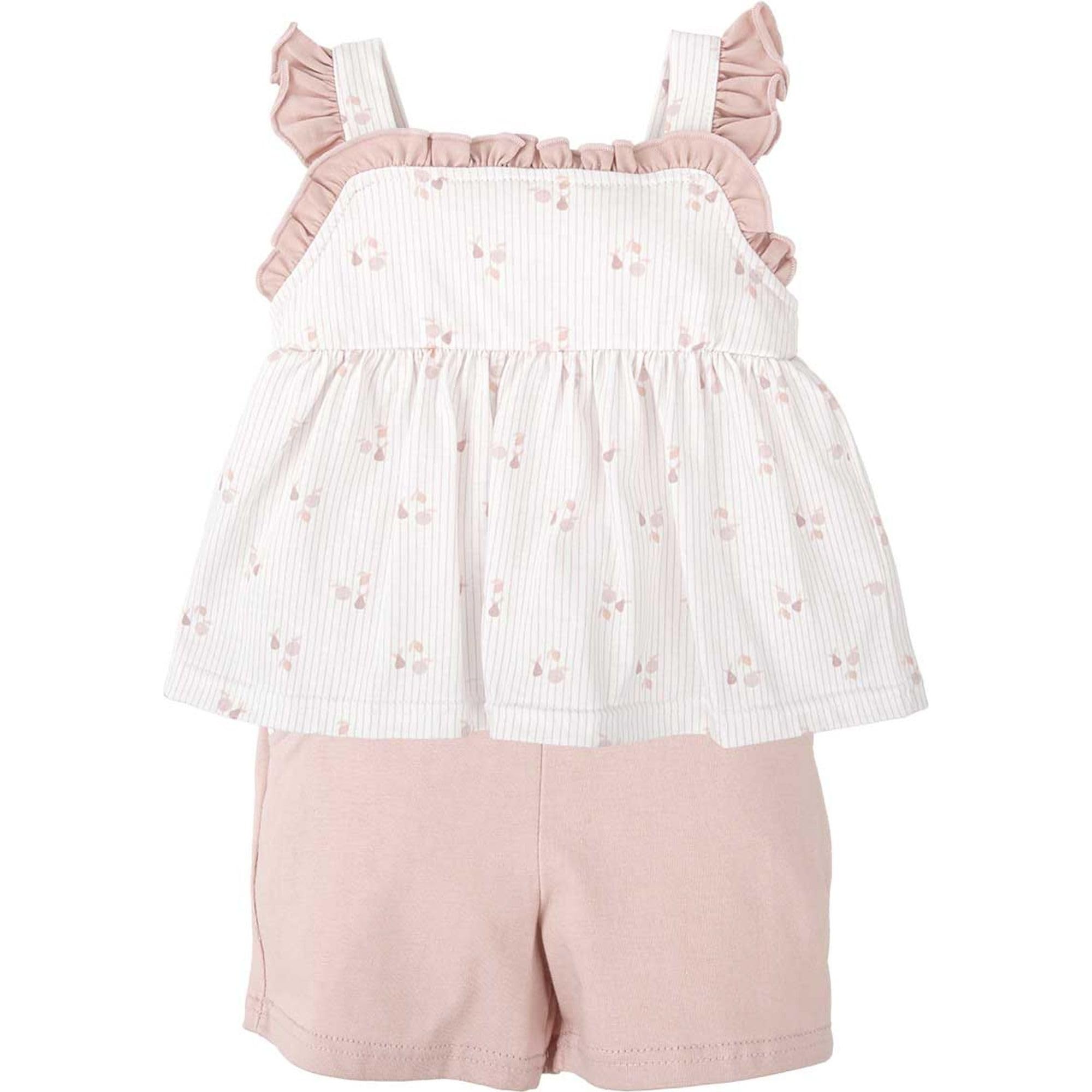 Babidu Set Bambina Canotta Fiori Rosa 6 Anni Cotone
