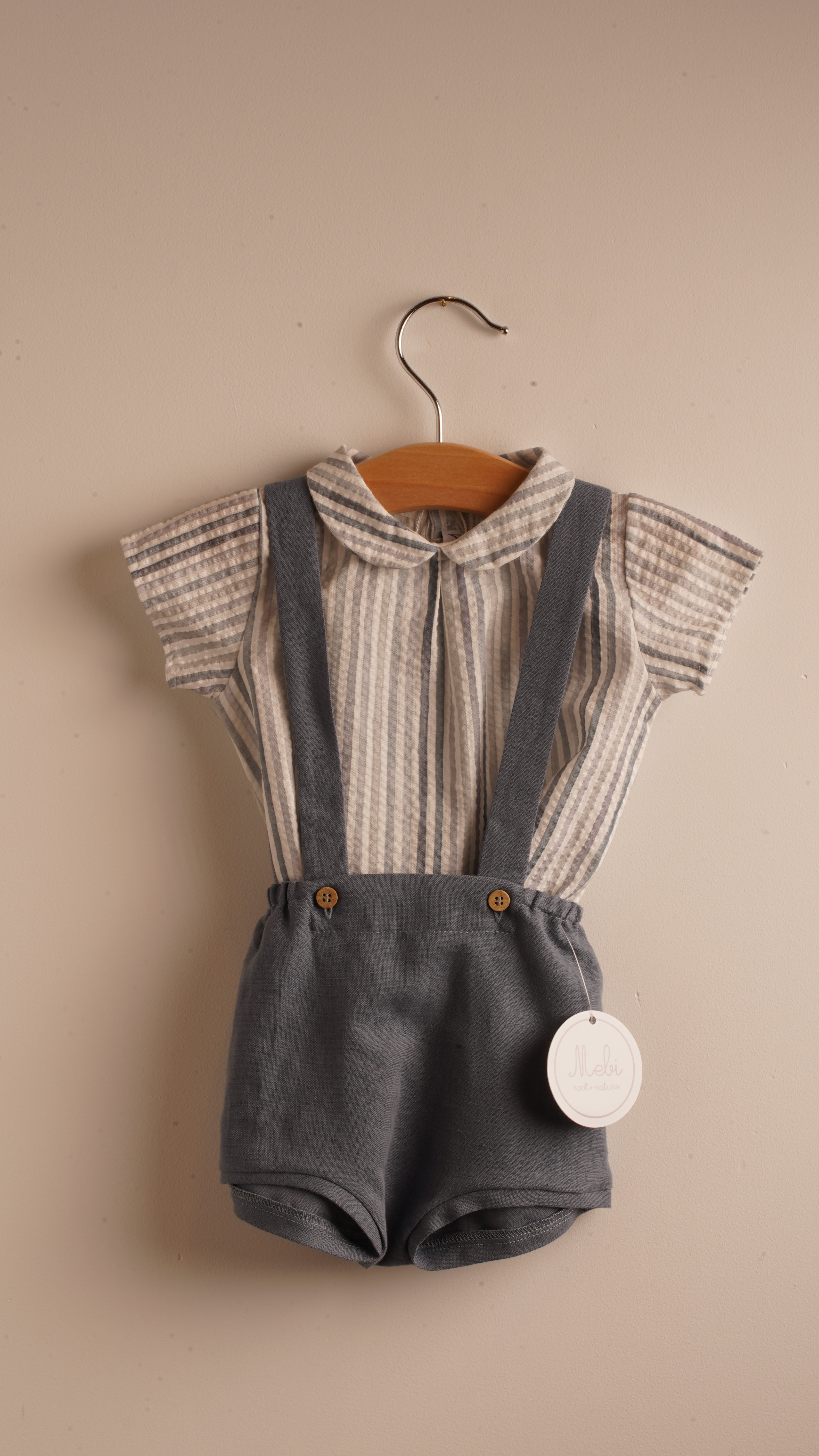 Mebi salopette neonato azzurra in cotone