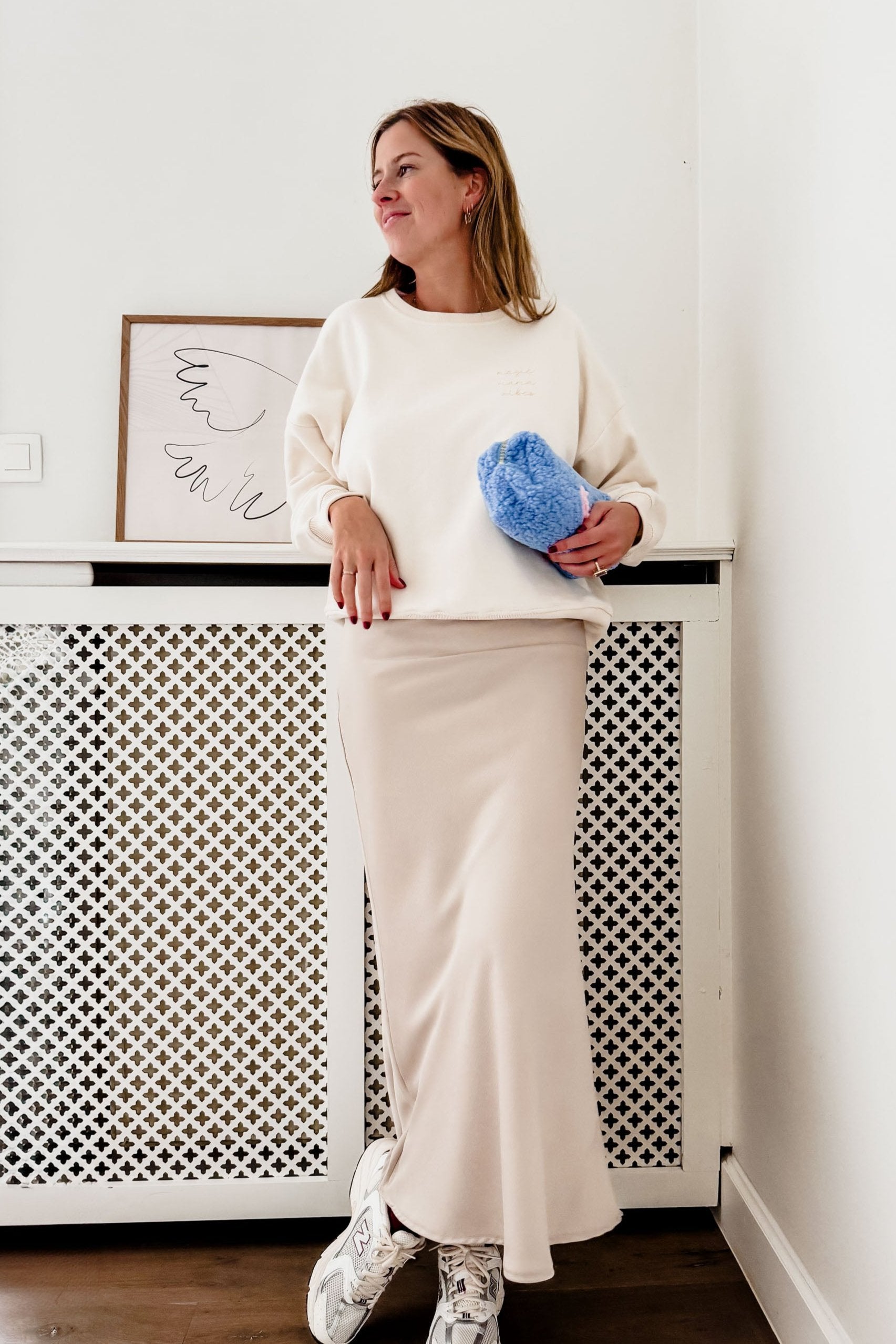 Ella and Rapha Moon pochette blu tessuto teddy