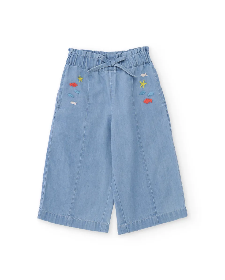 Tuc Tuc pantaloni denim chiaro bambina culotte