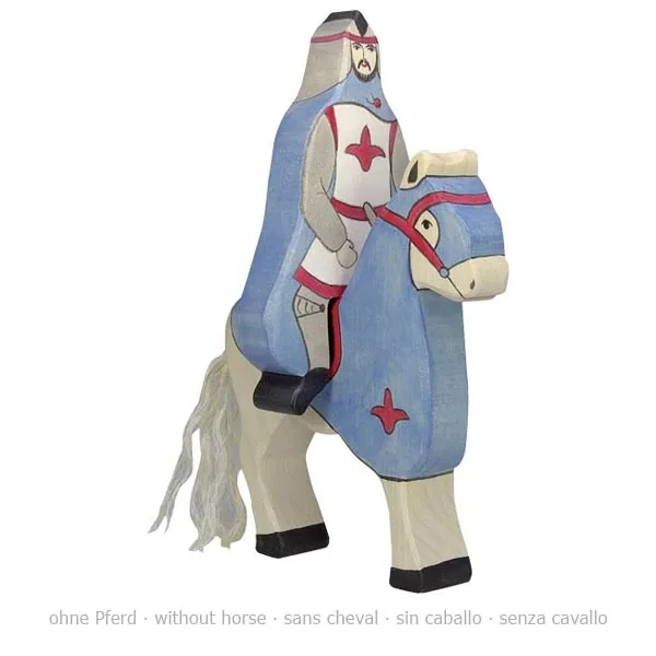 Holztiger Cavaliere a Cavallo Figura Legno mantello blu