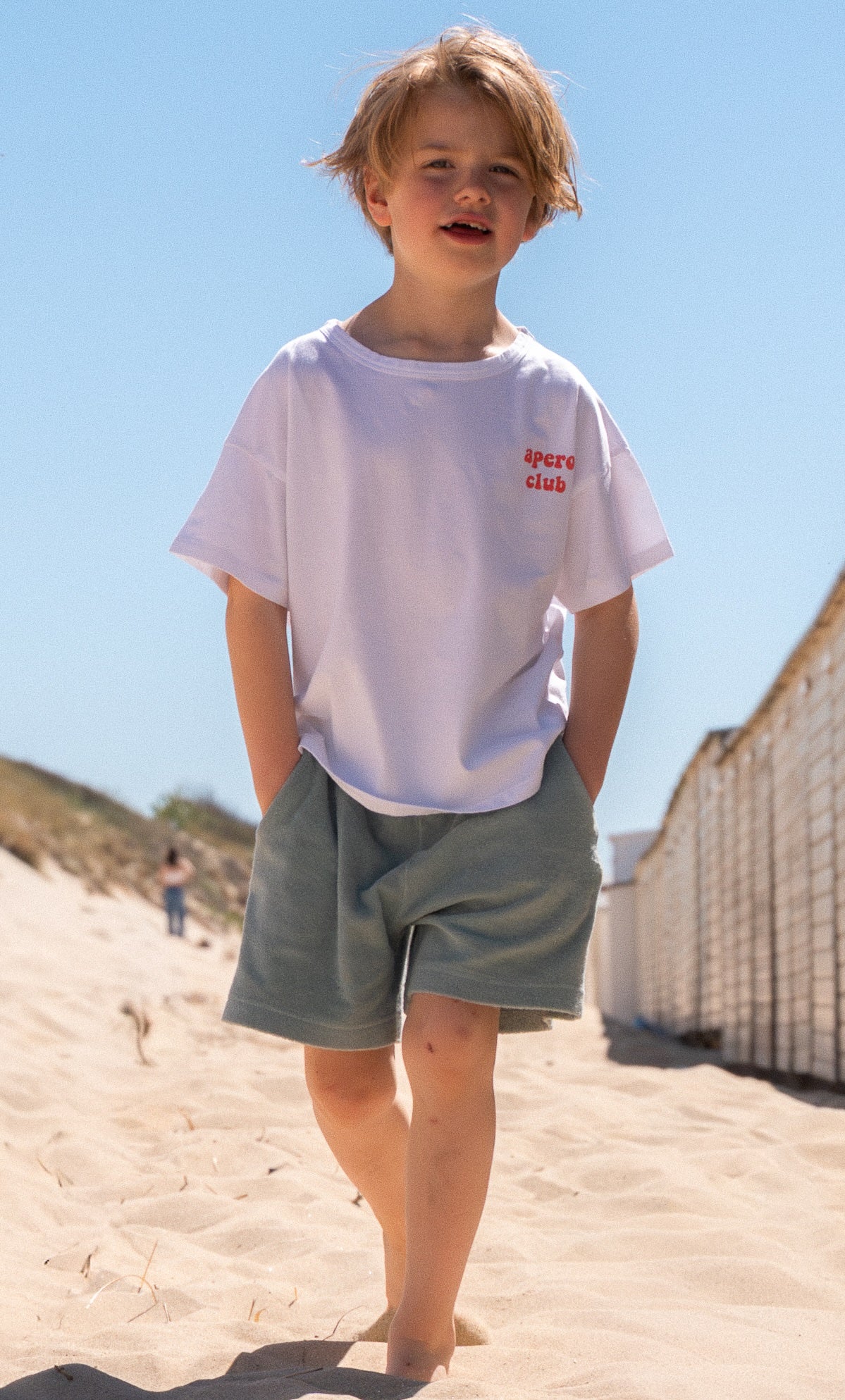 Ella and Rapha Little Terry shorts bimbi verde spugna morbida