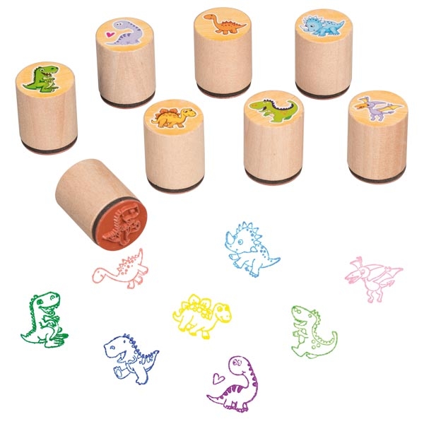 Goki timbrino dinosauri in legno 3 cm casuale