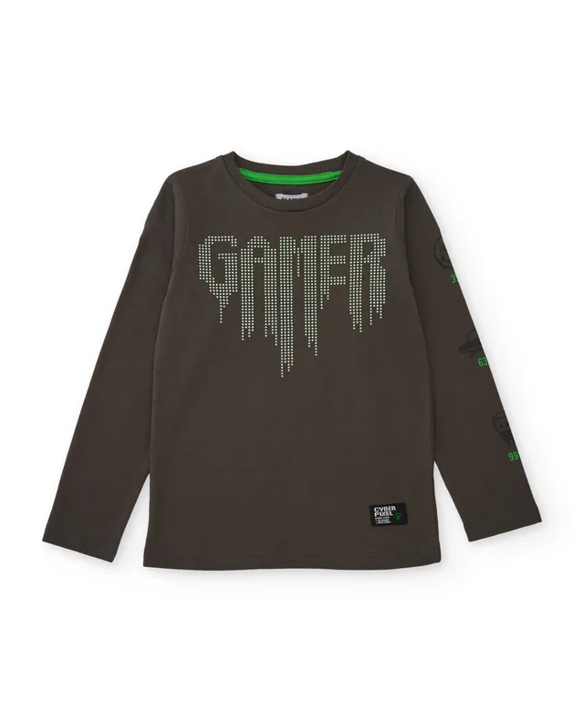 Tuc tuc maglietta bambino gamer manica lunga cotone grigia