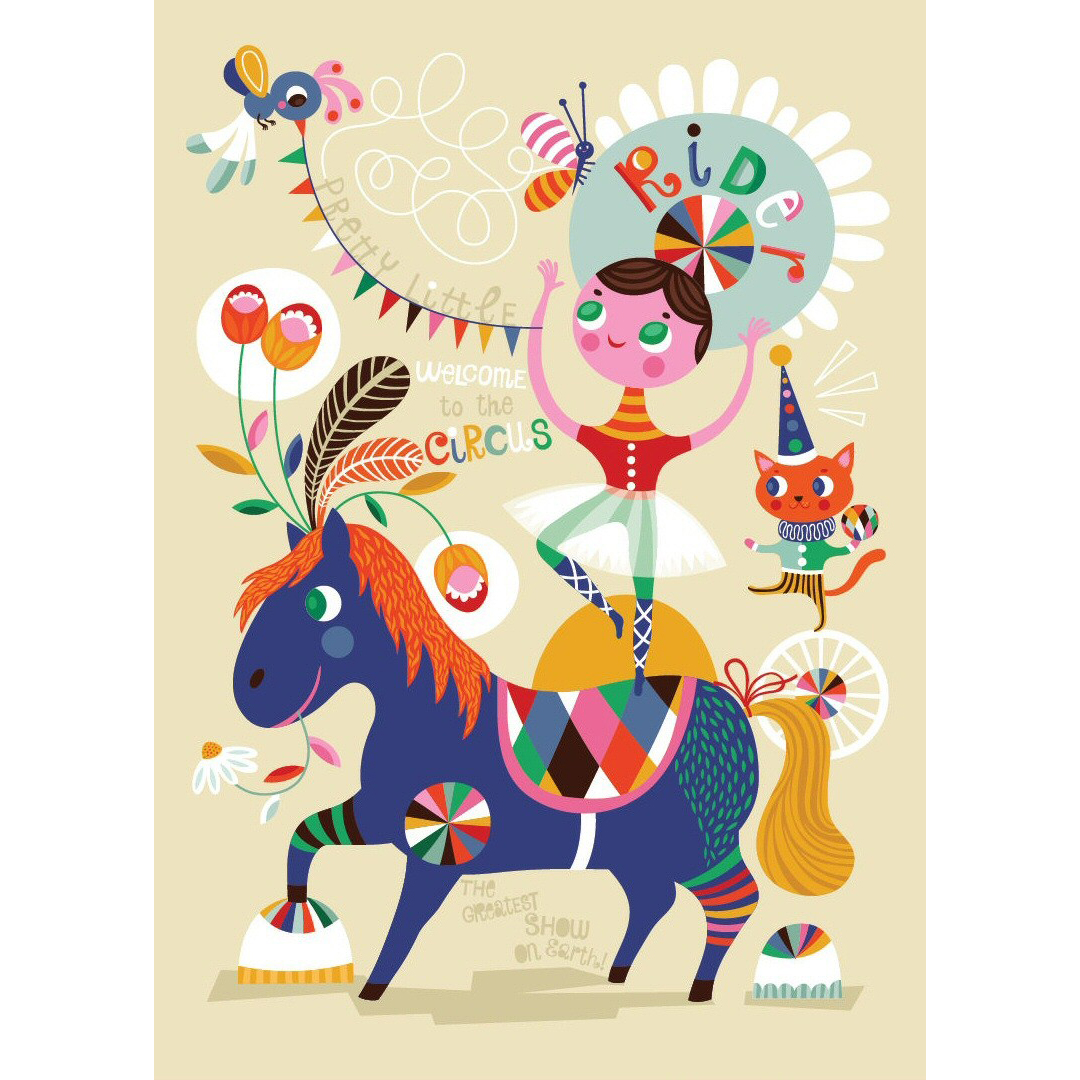 Petit Monkey Pretty Little Rider poster 50x70 ecru
