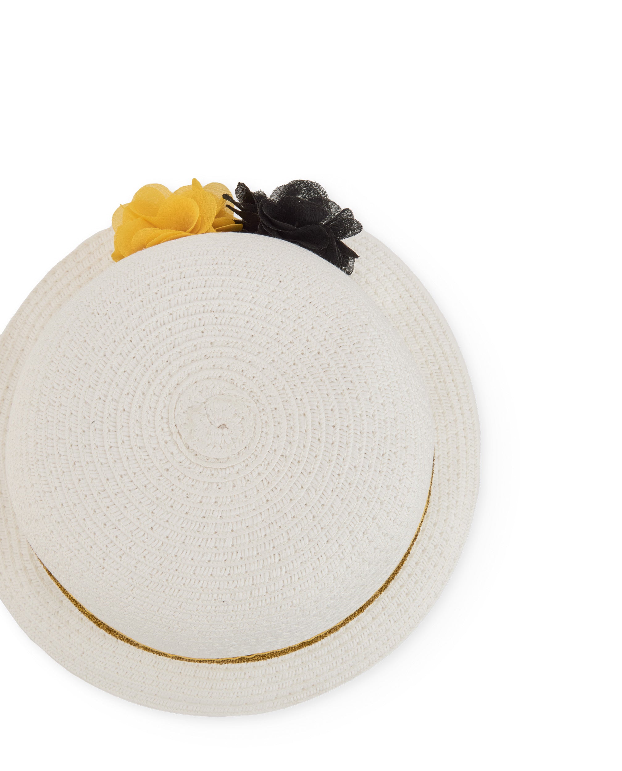 Tuc tuc cappello bambina bianco con fiori in paglia