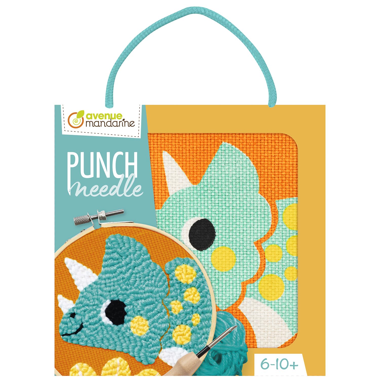 Avenue Mandarine Dino kit ricamo punch needle bambini